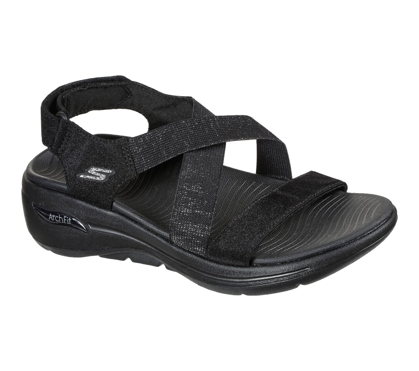 skechers go walk sandals black