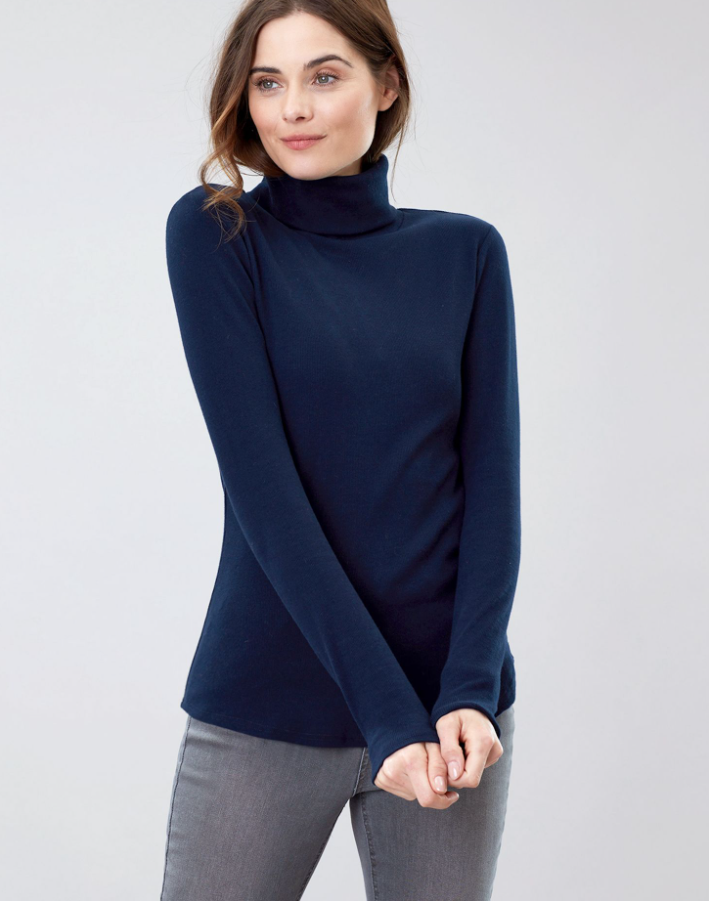 Joules Clarissa Roll Neck Jersey Top French Navy | Griggs