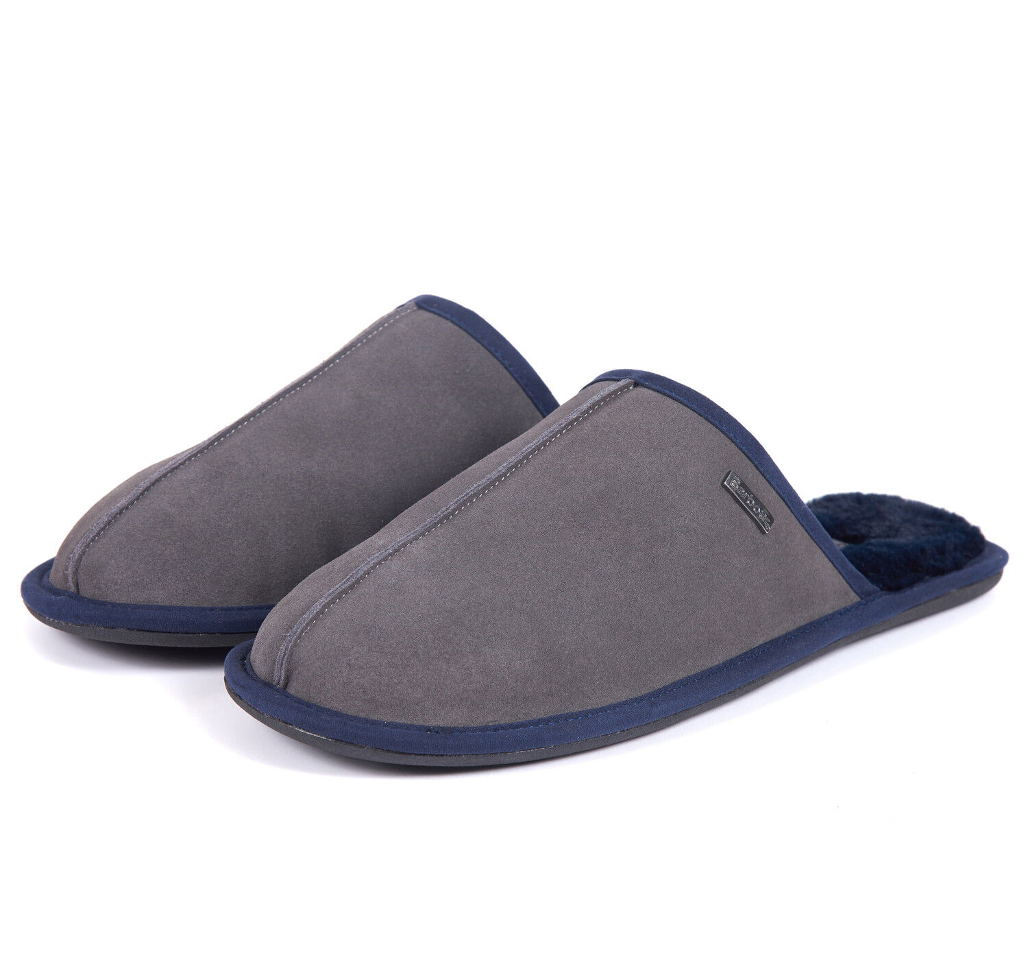grey suede mule slippers