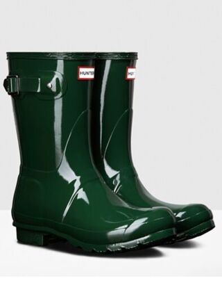 green gloss hunter boots