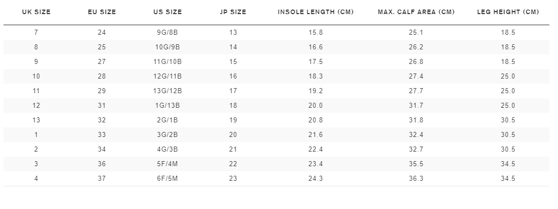 Hunter Boots Size Chart